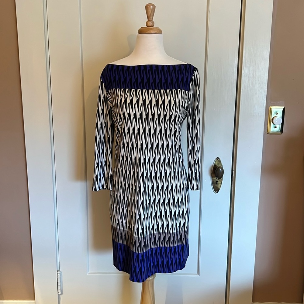 Diane von Furstenberg silk abstract color block dress
